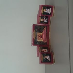 Hallmark The Bearingers Fireplace and Bear Ornaments